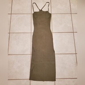 NWT Abercrombie Olive Green Ribbed Sweater Midi Dress